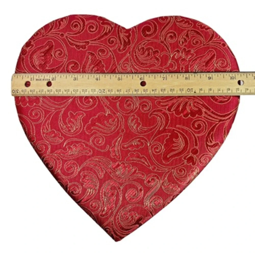 Heart Shaped Russell Stover Candy Box with Padded Fabric Lid Empty 10.5" - Picture 12 of 12